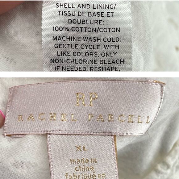 Rachel Parcell Women’s White Floral Eyelet Ruffle Short Sleeve Cotton Top XL - Picture 16 of 17